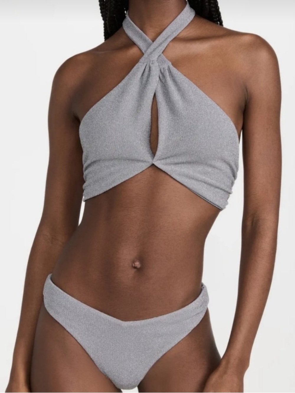 NWT Beach Riot Jessica Silver Halter Bikini Top